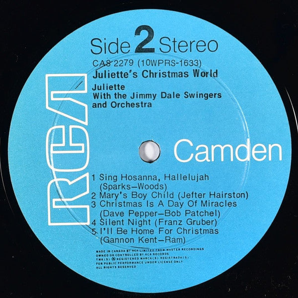 Juliette With The Jimmy Dale Swingers Juliette's Christmas World - 1968-Folk, World, & Country ,Christmas (Vinyl)