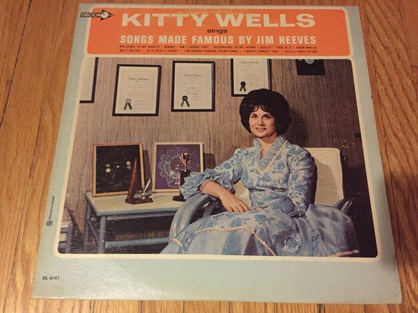 Kitty Wells ‎– Songs Made Famous By Jim Reeves -1966- Folk, World, & Country (vinyl)