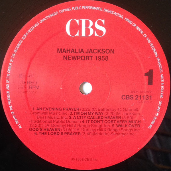 Mahalia Jackson ‎– Newport 1958 - 1985- Funk / Soul / Gospel (vinyl)