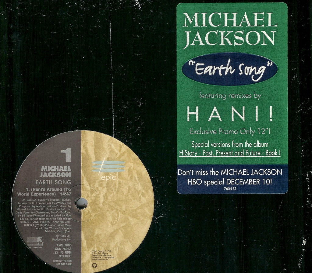 Michael Jackson ‎– Earth Song - 1995- House, Downtempo ( Vinyl, 12", Promo, Stereo, 33 ⅓ RPM  )