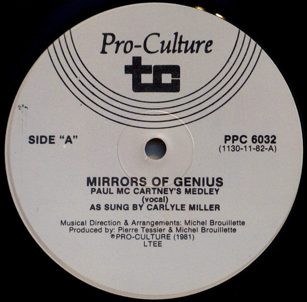 Mirrors Of Genius, Carlyle Miller ‎– Paul McCartney's Medley As Sung By Carlyle Miller with "Mirrors Of Genius" -1982- Pop (vinyl)