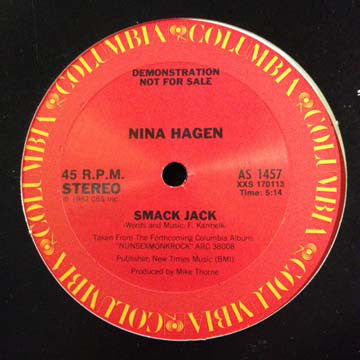 Nina Hagen ‎– Smack Jack- 1982-  Vinyl, Promo, 45 RPM, 12"  (New Wave Vinyl) Promo