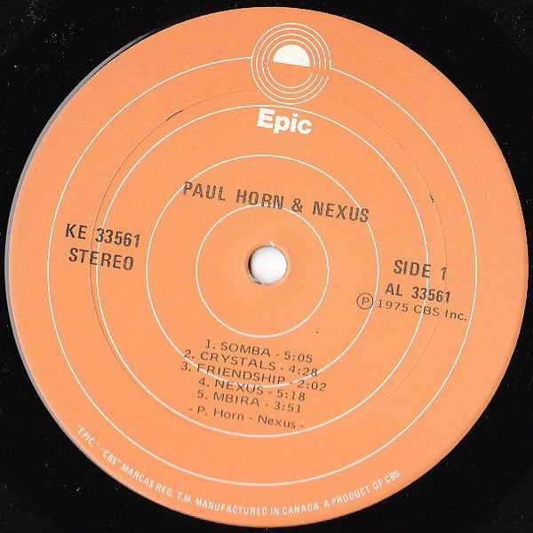 Paul Horn + Nexus ‎– Paul Horn + Nexus - 1975-Jazz, Folk, World, Free Jazz, Indian Classical, African (vinyl)