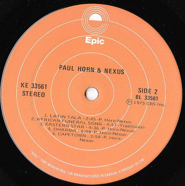 Paul Horn + Nexus ‎– Paul Horn + Nexus - 1975-Jazz, Folk, World, Free Jazz, Indian Classical, African (vinyl)
