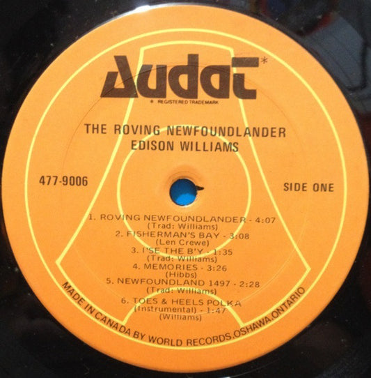 Edison Williams ‎– The Roving Newfoundlander - 1972, Maritime, Newfoundland, Folk (vinyl)