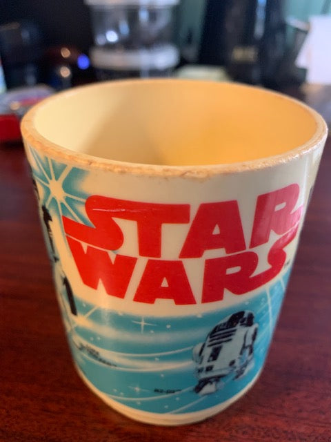 VINTAGE 1977 STAR WARS Plastic Mug Darth Vader R2D-2 Luke Skywalker (Deka) Film Corp