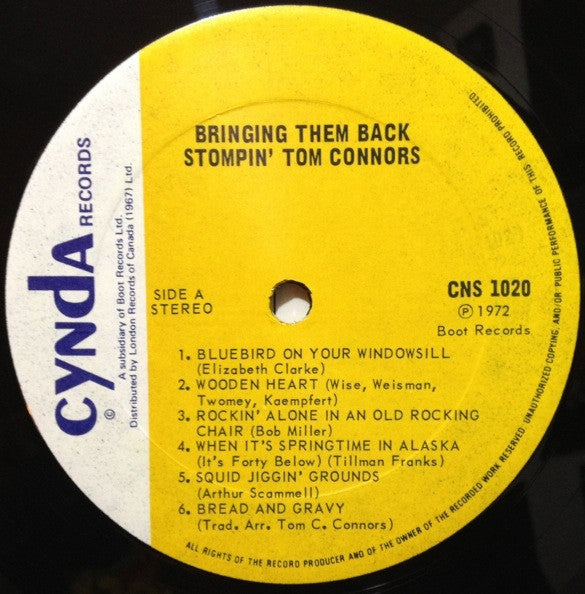Stompin Tom Connors Bringing Them Back- 1972 Folk, World, & Country (Rare Vinyl)