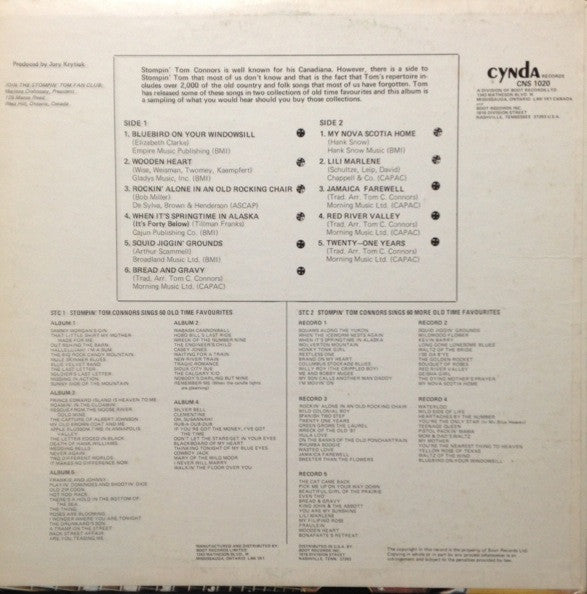 Stompin Tom Connors Bringing Them Back- 1972 Folk, World, & Country (Rare Vinyl)