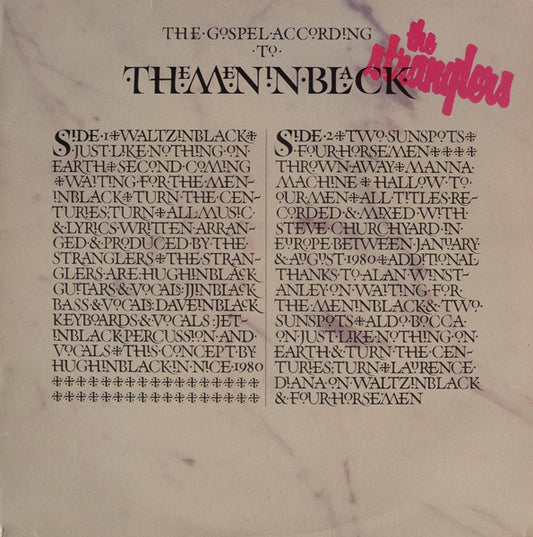 Stranglers , the ‎– The Gospel According To The Men in Black - 1981- New Wave (vinyl)