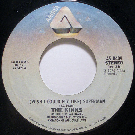 The Kinks ‎– (Wish I Could Fly Like) Superman -1979- pop rock - Vinyl, 7", 45 RPM, Single