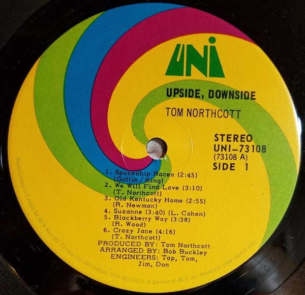 Tom Northcott ‎– Upside, Downside -1971- Folk, World, & Country (vinyl)