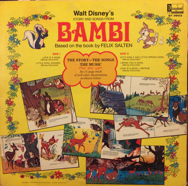Walt Disney's Story And Songs From Bambi - 1969- Children's, Stage & Screen (vinyl)