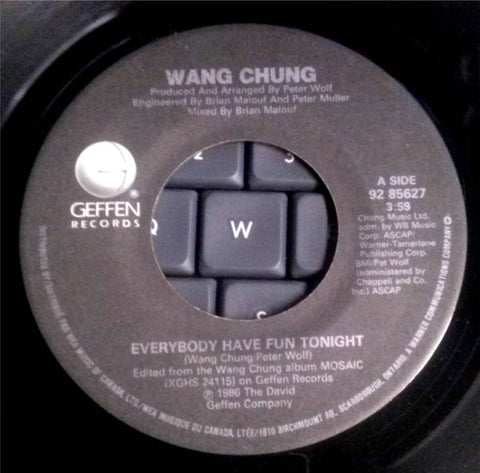 Wang Chung ‎– Everybody Have Fun Tonight -1986 Dance pop ( Vinyl, 7", 45 RPM, Single )