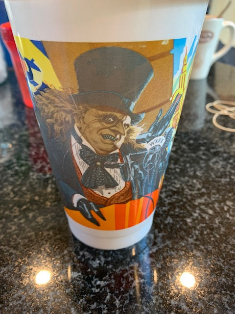 2 Batman Returns Penguin  & Catwoman McDonald's Plastic Cups 1992