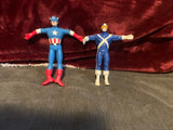 2 -Just Toys 6" Bendable Bendie Figures ~1989 / Captain America & X Men Cyclops