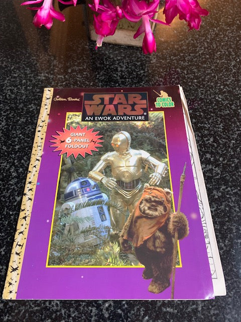 Star Wars An Ewok Adventure Golden Books 6-Panel Foldout 1997 Comics to Color