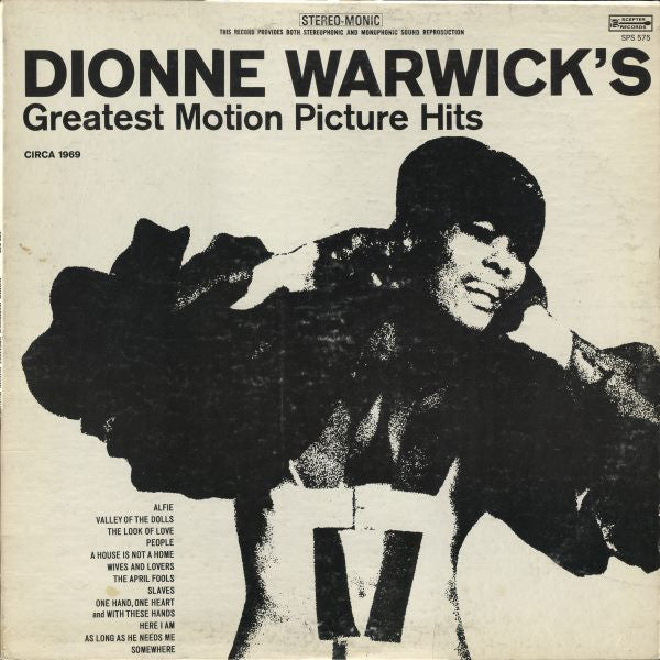 Dionne Warwick ‎– Greatest Motion Picture Hits - 1969-Funk / Soul (vinyl)