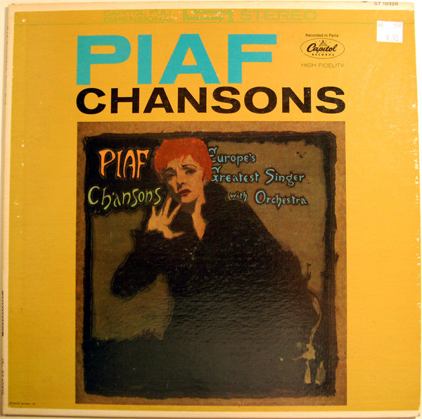 Edith Piaf Chansons- 1963Pop Style:Vocal (vinyl) Mono