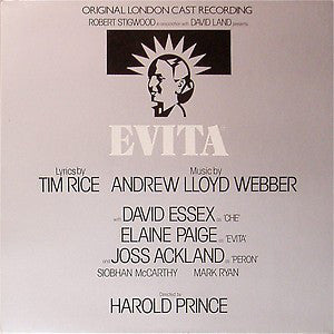 Evita: Original London Cast Recording -Tim Rice, Andrew Lloyd Webber, David Essex, Elaine Paige, Joss Ackland & Harold Prince ‎- (vinyl)