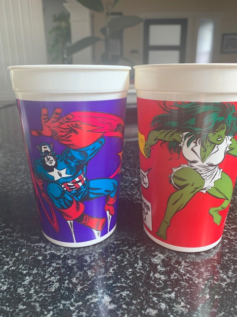 Orange Julius Super Hero Cups- Lot Of 4 -Vintage 1986 - HARD to FIND