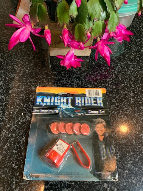 KNIGHT RIDER 1982 SELF INKING STAMP SET RACK TOY LARAMI NIP