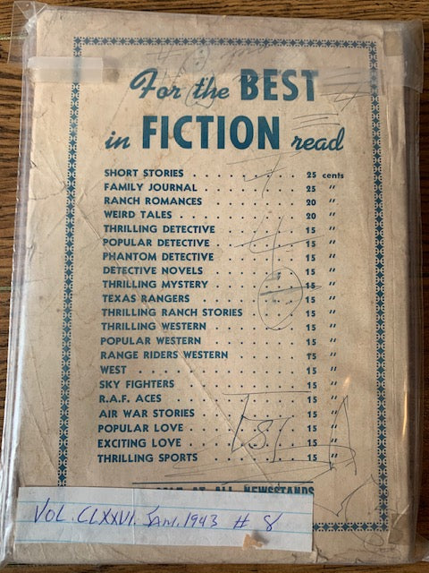 SHORT STORIES PULP JAN 1943 - THE BLUE PEAKS by  H BEDFORD JONES