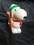 1966 Squishy Plastic Rubber Snoopy Dog Holding Skis Squeaky Toy