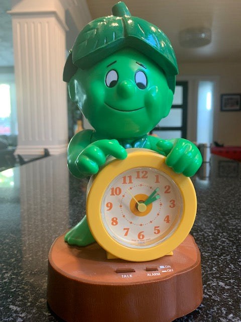 Vintage 1985 Green Giant Little Sprout Talking Alarm Clock Works Great! 1985 ~ NEW - Works !