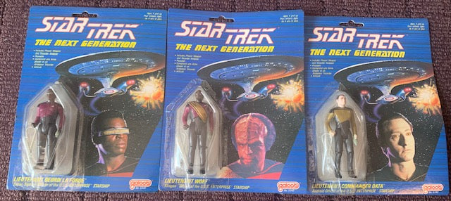 Galoob Star Trek The Next Generation Lot of 3 ~ 3.75" Figures Figures - Data , Worf & Geordi