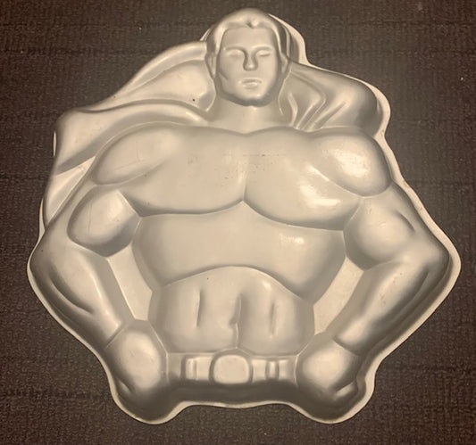 Vintage 1977 DC Comics Superman Super Hero Aluminum Birthday Cake Pan Mold