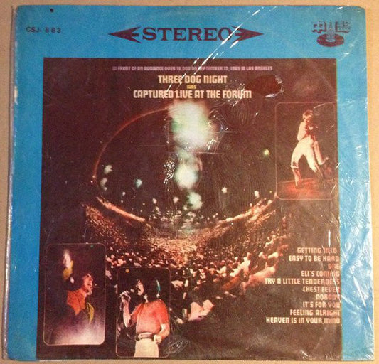 Three Dog Night ‎– Captured Live At The Forum (Taiwan Import) Vinyl (COMES IN WRONG SLEEVE)