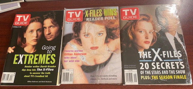 3 TV Guides - X Files ,  20 Secrets, Reader Poll, Going To Extremes - Mint